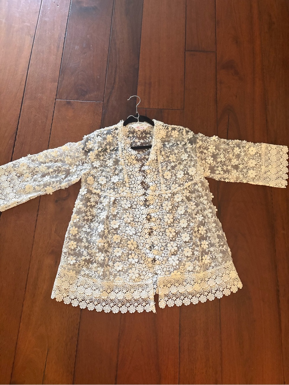 Cream Floral Lace Overlay Top
